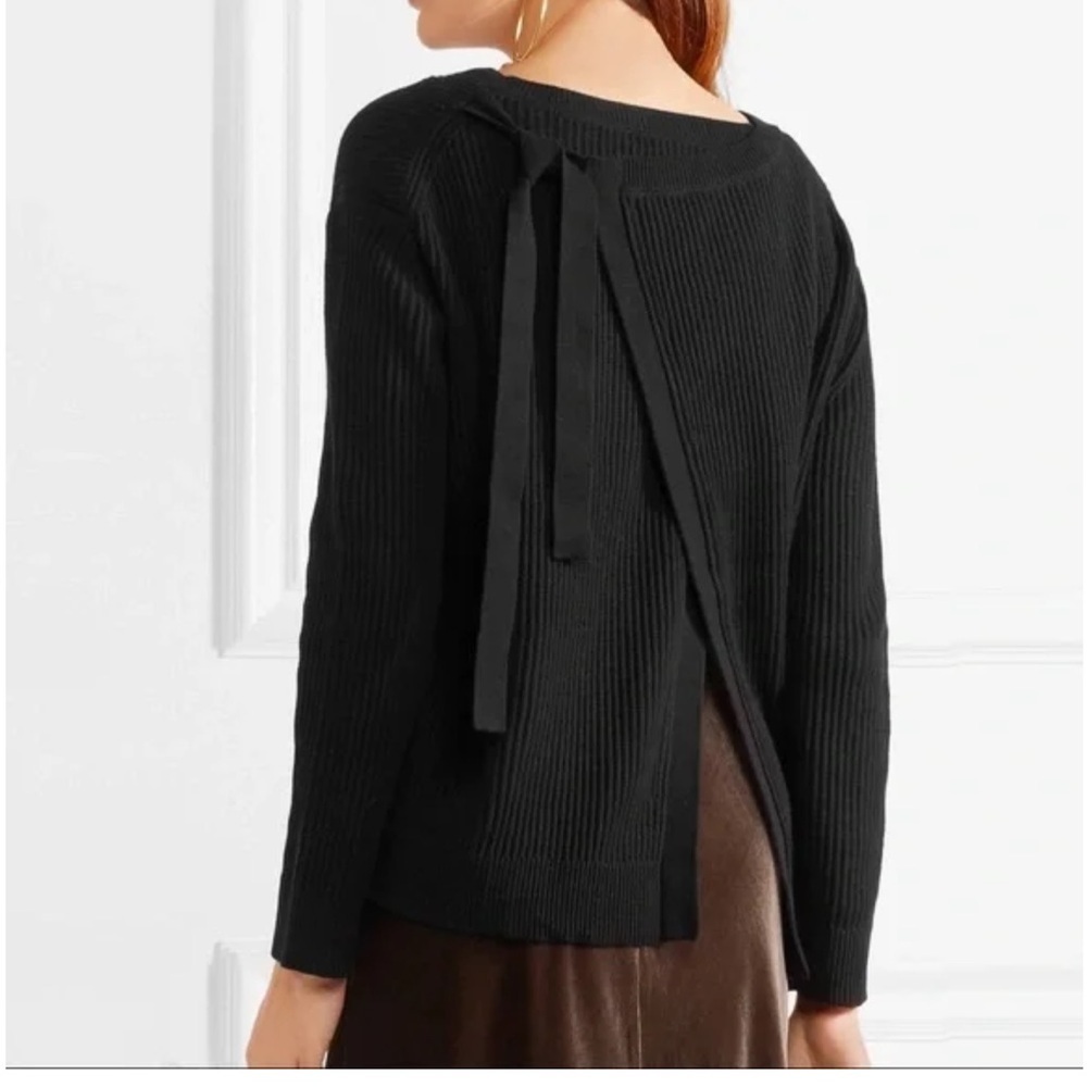 Vince Black Cashmere Blend Sweater With Back Tie Detail, Size M
